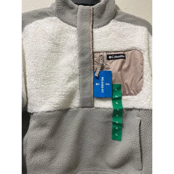 Columbia NWT Women's Long Sleeve Cropped Fleece Pullover, XL, Gray/White - Picture 6 of 16